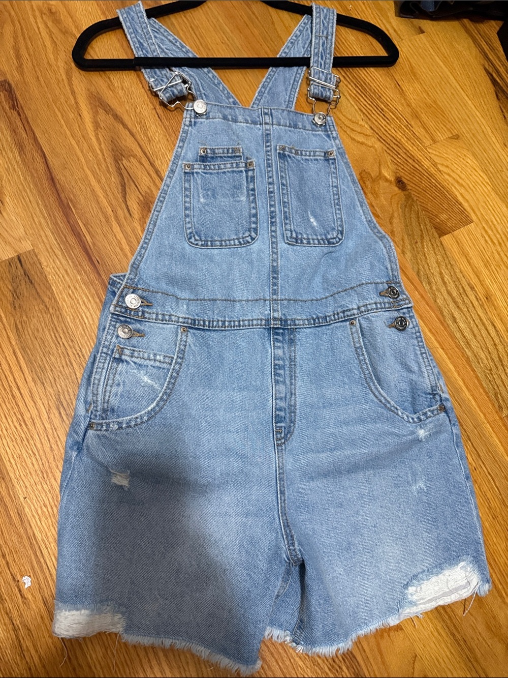 Zara Light Blue Denim Short Overalls